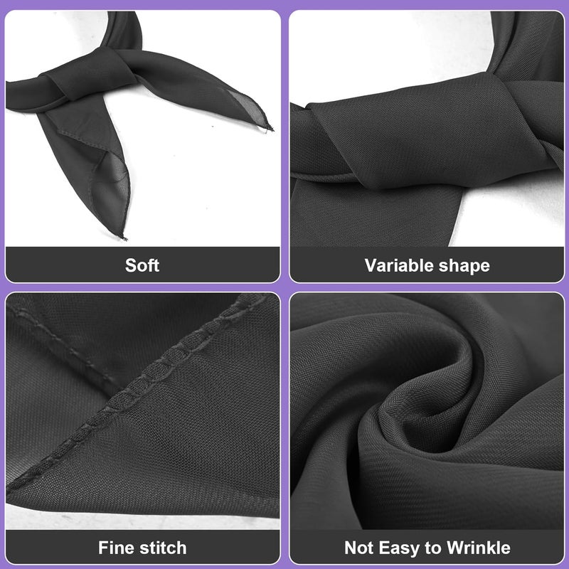 Cyunda Chiffon Scarf for Women and Girls, 26x26 inches Square Neck Scarf, Classic Retro Ribbon Handkerchief for Hair Wrapping - Image 3